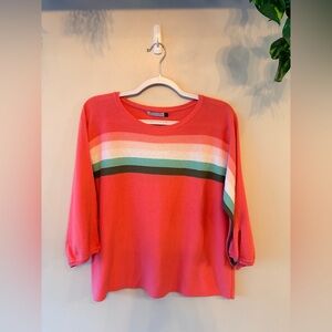ZAKET & PLOVER Cotton Striped Coral Knit Pullover